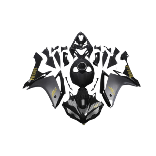 FULL FAIRING ΣΕΤ ΠΛΑΣΤΙΚΑ ABS YAMAHA YZF R1 2007-2008 ΜΑΥΡΟ ΜΑΤ ΧΡΥΣΑ ΓΡΑΜΜΑΤΑ
