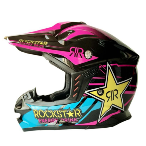 ΚΡΑΝΟΣ MOTOCROSS ROCKSTAR ΡΟΖ-ΜΑΥΡΟ L