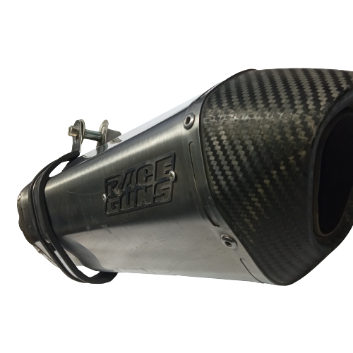 ΣΕΤ ΕΞΑΤΜΙΣΕΩΝ RACEGUNS HEXAGON SUZUKI GSXR1300 1999-2007 ΑΣΗΜΙ ΜΕ CARBON ΤΕΛΕΙΩΜΑ - Image 6