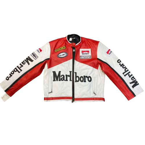 ΔΕΡΜΑΤΙΝΟ ΜΠΟΥΦΑΝ MARLBORO RACING ΜΕ ΠΡΟΣΤΑΣΙΕΣ ΣΕ ΠΛΑΤΗ ΚΑΙ ΑΓΚΩΝΕΣ