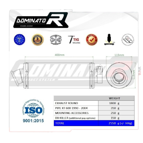 ΤΕΛΙΚΟ ΕΞΑΤΜΙΣΗ YAMAHA XT600 1990-2004 DOMINATOR ΣΤΡΟΓΓΥΛΟ ΜΠΟΥΚΑ - Image 4