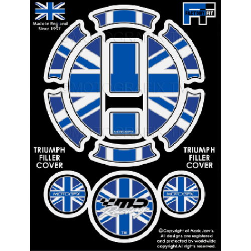 ΑΥΤΟΚΟΛΛΗΤΟ ΤΑΠΑ ΒΕΝΖΙΝΗΣ TRIUMPH 2018 ON UNION JACK ΜΠΛΕ ΜΑΥΡΟ