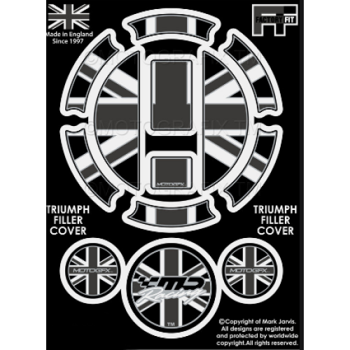 ΑΥΤΟΚΟΛΛΗΤΟ ΤΑΠΑ ΒΕΝΖΙΝΗΣ TRIUMPH 2018 ON UNION JACK ΜΑΥΡΟ ΓΚΡΙ