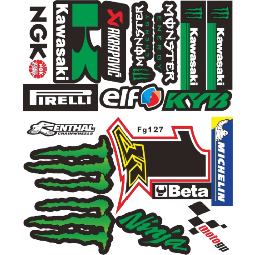 ΑΥΤΟΚΟΛΛΗΤΑ ΚΑΡΤΕΛΑ KAWASAKI- MONSTER ΠΡΑΣΙΝΑ