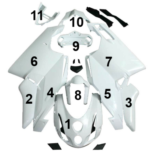FAIRING ΜΕΜΟΝΩΜΕΝΑ ΤΕΜΑΧΙΑ ΠΛΑΣΤΙΚΑ ABS DUCATI 749 999 2003-2004 ΑΒΑΦΑ