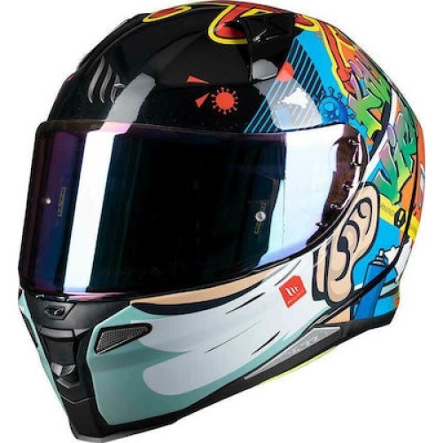 FULL FACE ΚΡΑΝΟΣ MT REVENGE 2 KN95 A1 GLOSS PEARL BLACK S